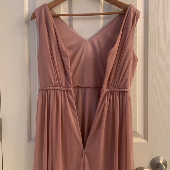 Azazie bridesmaids chiffon evening formal dress pink mauve blush Junior 16/XS - Picture 3 of 8